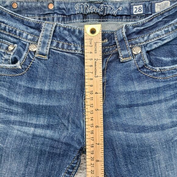 Miss Me Embellished Boot Cut Denim Jeans Women's 28. Leather Tag/ Pockets. Blue. - Picture 14 of 16